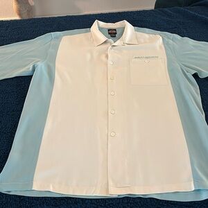 Harley-Davidson Silk Embroidered Button Front Short Sleeve Camp Shirt Men’s XL